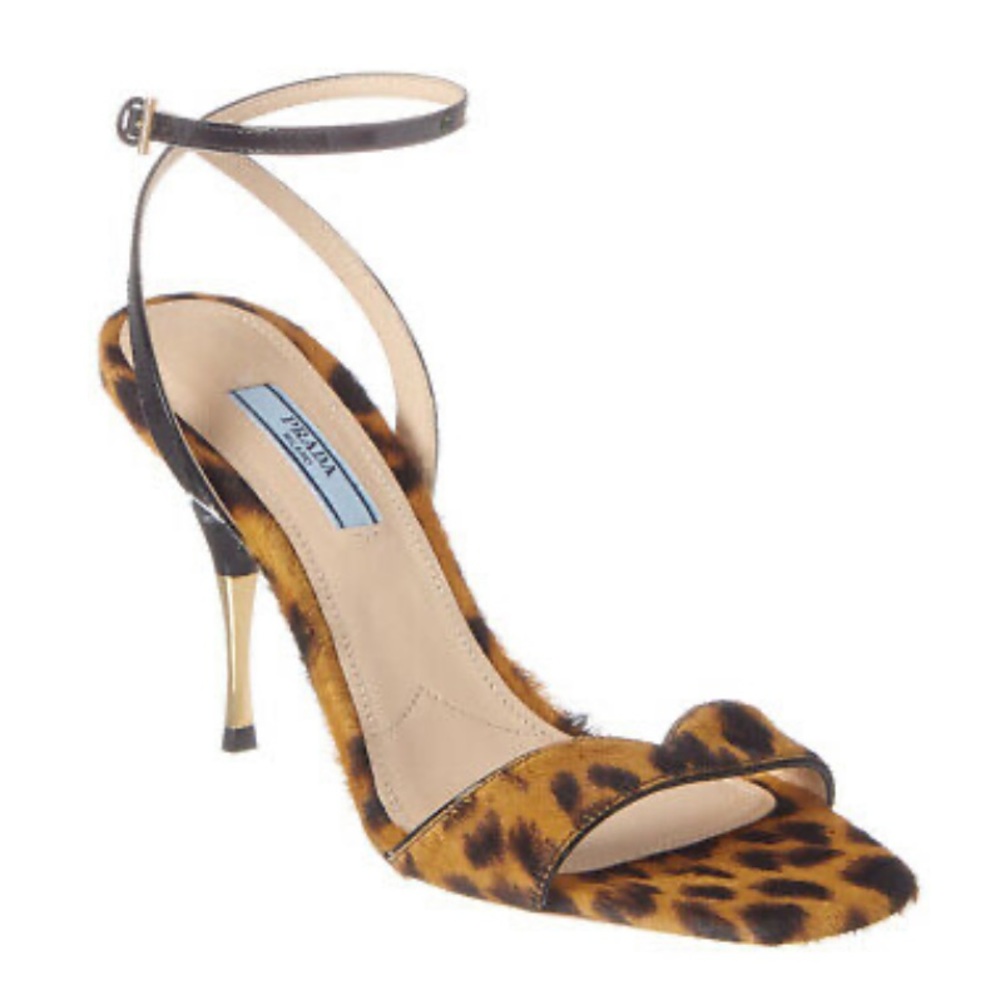 Prada Leopard Print Leather Sandal - image 1